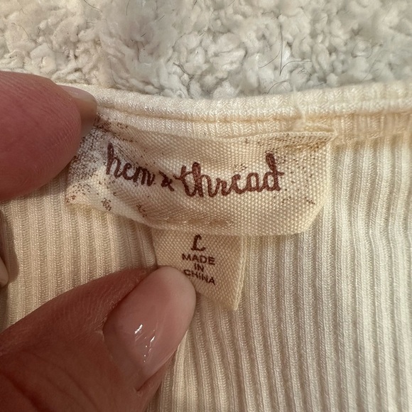 Hem & Thread Ivory Sleeveless Dress Layer Church Neutral Boho Flowy Stretchy SzL - Picture 6 of 9